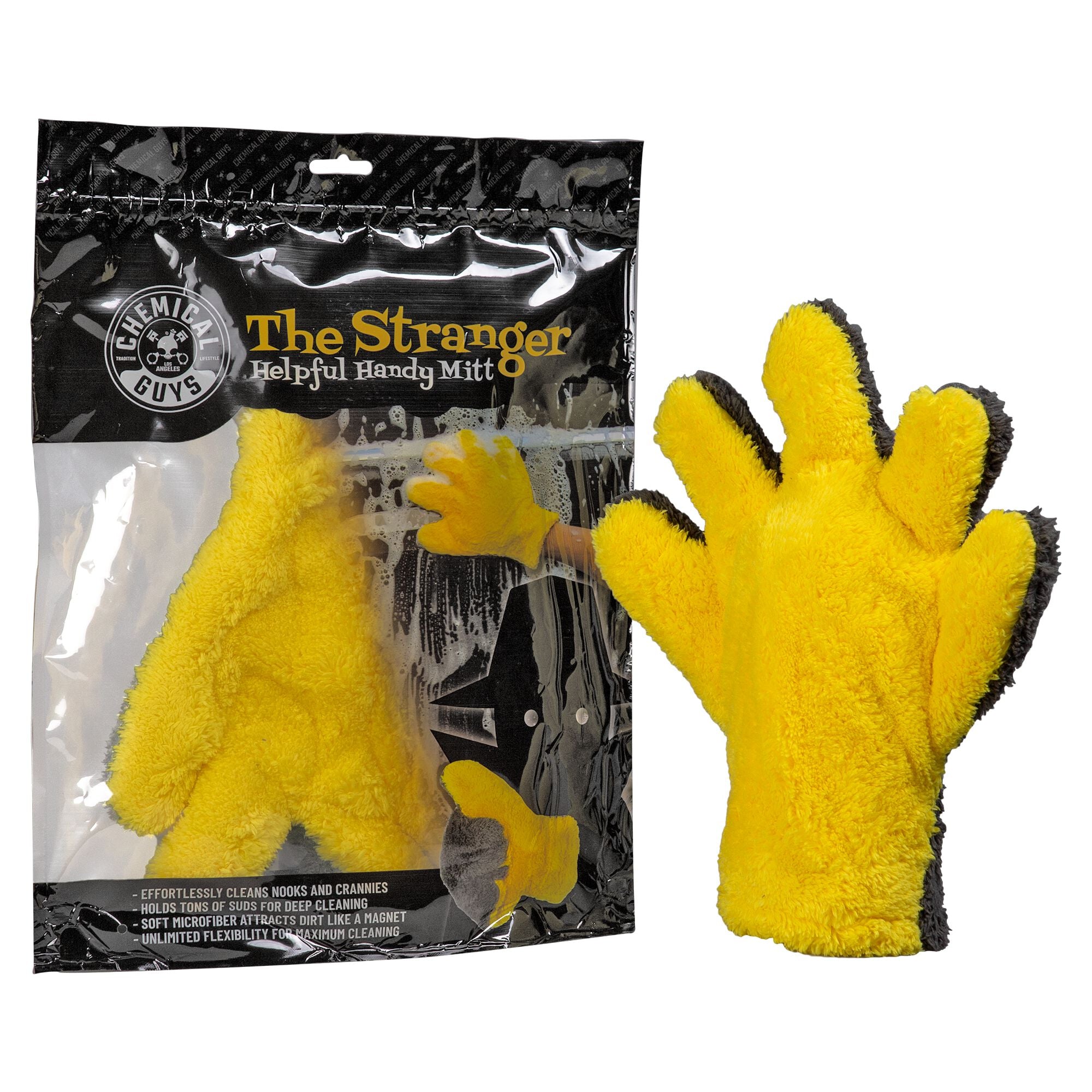 MIC510-_20Gray_20And_20Yellow_20Five_20Finger_20Wash_20Mitt_20-_20Front_20with_20Packaging-1